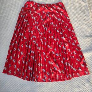 Vintage Pleated Skirt with Zebra Print – Red – Size 10 – Made in USA